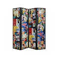 Colorful Abstract Art Pattern Folding Room Divider With Unique Decorative Design 3d model