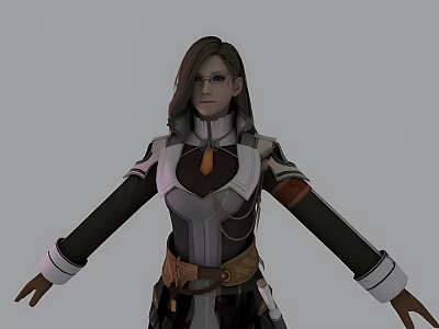 Game And Movie Character Female With Brown Hair Glasses And Armored Outfit 3d model