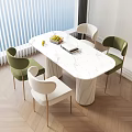 French Dining Table Cream Style Dining Table for Four 3d model