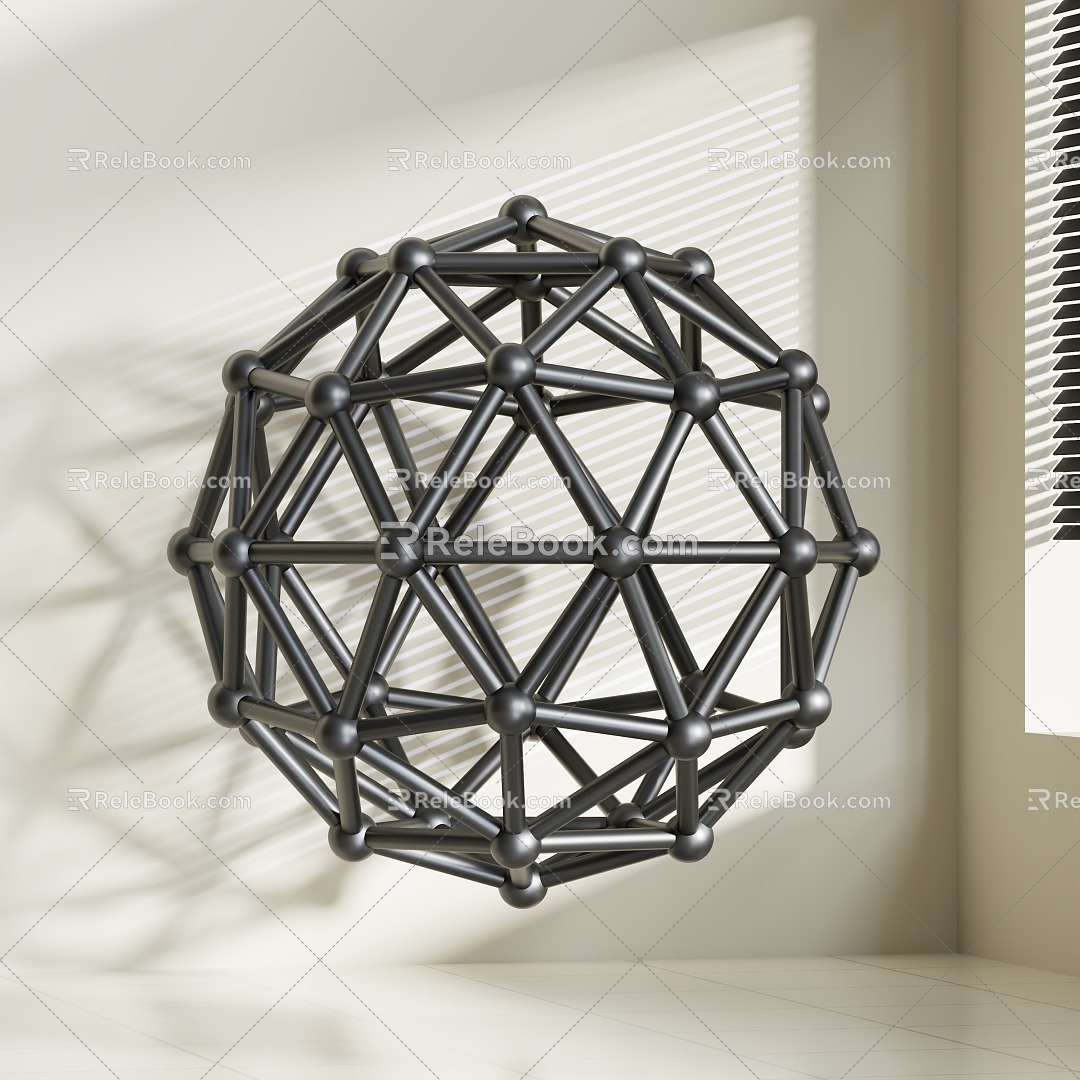 Metal material polygon ball 3d model