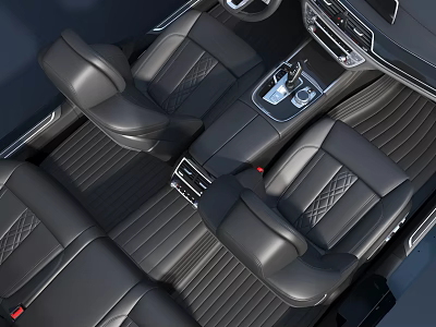 Elegant Black Car Interior With Leather Seats Center Console And Gear Shift 3d model