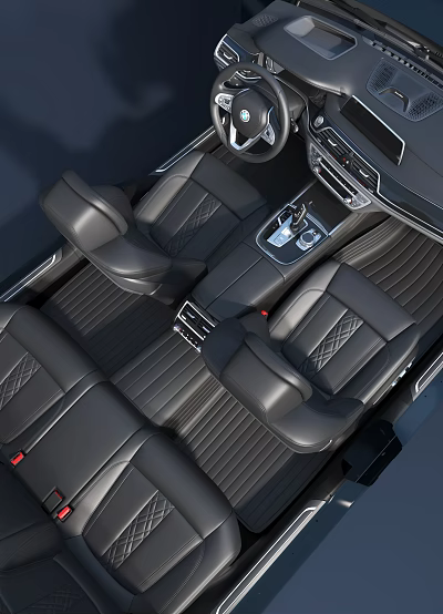 Elegant Black Car Interior With Leather Seats Center Console And Gear Shift 3d model