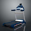 Modern Fitness Treadmill With Digital Display And Blue White Running Belt