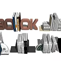 Assorted Books Display With 3D Letter Book And Decorative Stacked Designs 3d model