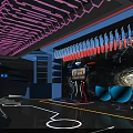 Phantom Starry Sky Futuristic Indoor Playground With VR Gaming Seats And Neon Lighting