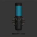 Modern Headphone Speaker Featuring Blue LED Lights And Sleek Metal Stand Design