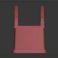 Red Bridge Model With Triple Arch Design And Reflection On Gray Background