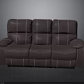 Modern Purple Three Seater Sofa Upholstered With Striped Stitching And Comfortable Armrests