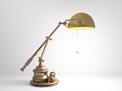 Classic Metallic Desk Lamp With Flexible Arm Round Shade And Sturdy Base 3d model