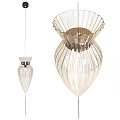 Modern Transparent Glass Pendant Lights With Striped Design And Two Sizes