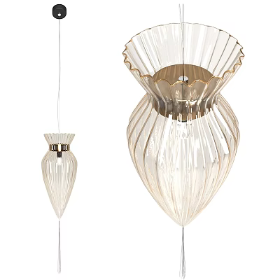 Modern Transparent Glass Pendant Lights With Striped Design And Two Sizes 3d model