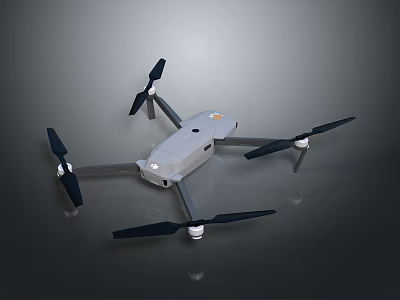 Professional Quadcopter Drone With Four Black Propellers And Gray Body 3d model