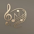 Golden Musical Notes Treble Clef Decorative Wall Hanging with Elegant Curved Design