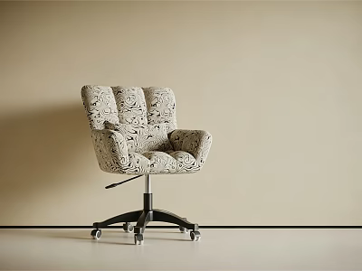 Patterned Fabric Accent Chair With Armrests Wheeled Base And Modern Design 3d model