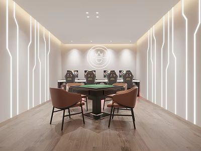 Modern Entertainment Room Interior With Game Table Chairs And Linear Lights 3d model