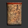 Ancient Carved Ceramic Vessel With Red Rim And Intricate Black Patterns