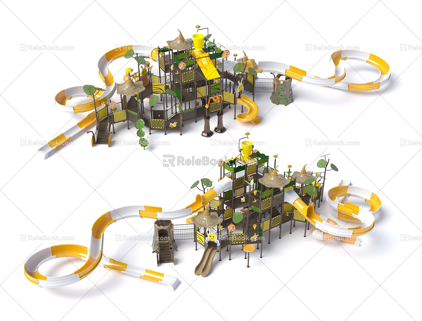 Water park children's park forest park non-standard custom amusement park slide crawl parent-child park bee animal 3d model