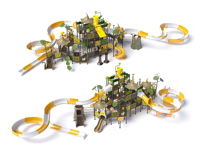 Outdoor Playground Equipment With Spiral Slides Climbing Structures And Kids Friendly Design Features 3d model