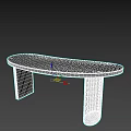 Sleek Modern Office Desk Featuring Oval Black Tabletop And Rose Gold Legs