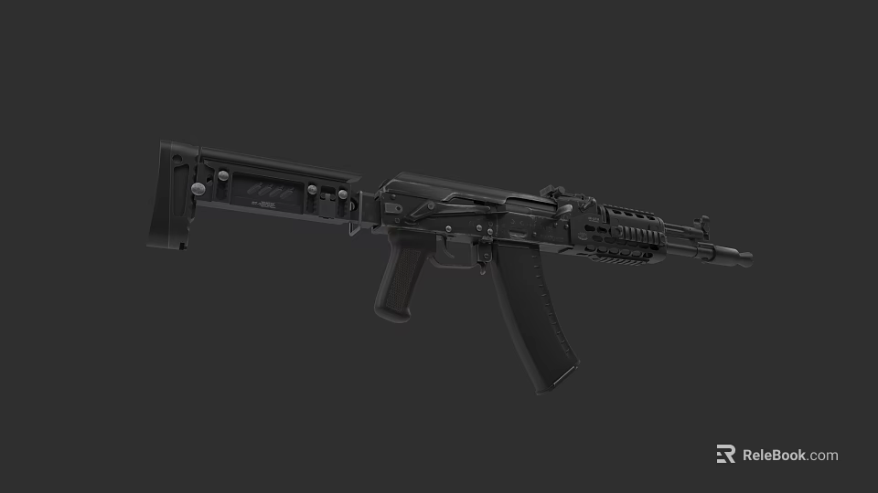 Modern Tactical Black Rifle With Muzzle Barrel Magazine Grip And Stock 3d model 
