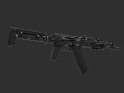 Modern Tactical Black Rifle With Muzzle Barrel Magazine Grip And Stock 3d model
