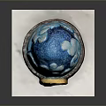 Elegant Furniture Ornament Egg With Blue Wave Design And Brown Leather Belt