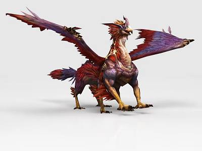 Majestic Game Fantasy Mythical Creature With Vibrant Feathers And Spread Wings 3d model