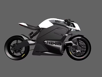 Black And White Modern Motorcycle With Sleek Aerodynamic Body Design Features 3d model