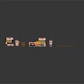 Fast Food Assortment Including Hamburgers Fries Drink And Packaging On Tray
