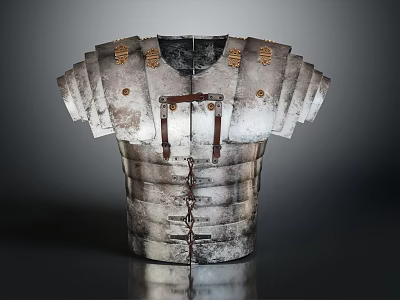 Ancient Metal Armor With Lamellar Plates Decorative Shoulder Pieces And Leather Straps 3d model