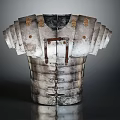 Ancient Metal Armor With Lamellar Plates Decorative Shoulder Pieces And Leather Straps