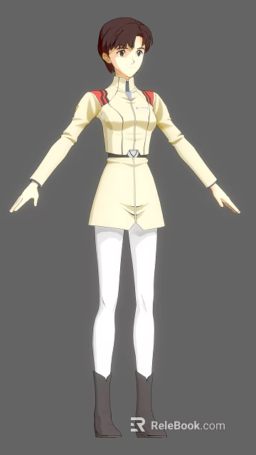 Game Movie Character in Beige Coat and White Pants with Arms Outstretched 3d model 