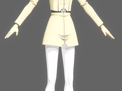 Game Movie Character in Beige Coat and White Pants with Arms Outstretched 3d model