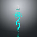 Fantasy Sword With Blue Glowing Dragon Pattern And Decorative Top Design