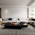 Modern Living Room Interior With Sofa Coffee Table Pillows Plants And Rug