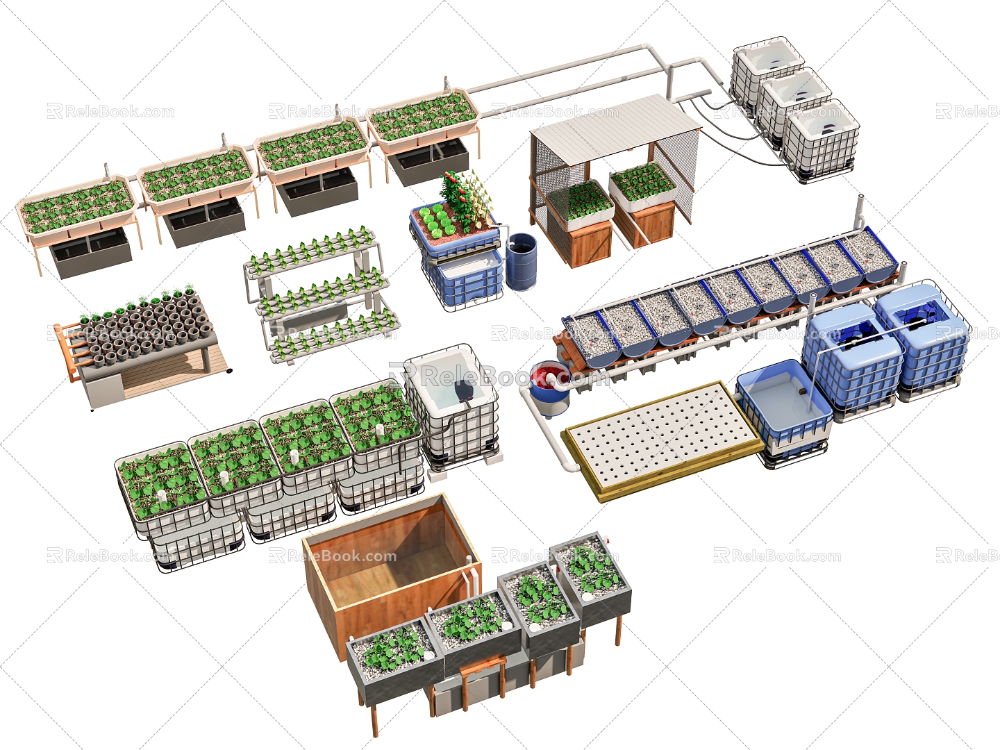 Aquatic farming system greenhouse farming irrigation equipment vegetable garden vegetable field farming cultivation equipment 3d model