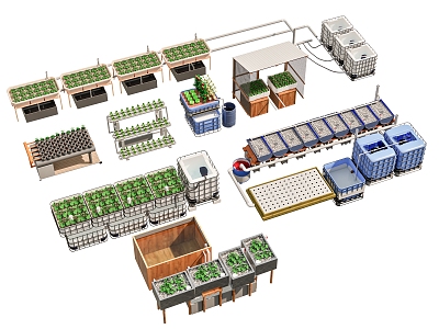 Aquatic farming system greenhouse farming irrigation equipment vegetable garden vegetable field farming cultivation equipment 3d model