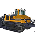 Yellow Tracked Utility Vehicle with Front Blade and Cab for Construction Tasks 3d model
