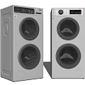 Two Modern White Vertical Double Tub Washing Machines With Circular Viewing Windows 3d model