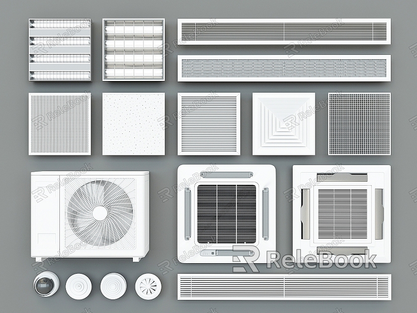 Modern air outlet central air conditioning pipe machine aluminum alloy louver outlet grille lamp mineral wool board calcium silicate board aluminum gusset plate model