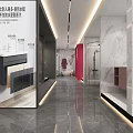 Modern Luxury Bathroom Showroom With Bathtub Shower Enclosure And Display Cabinets