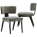 Modern Gray Upholstered Single Chair With Curved Backrest And Dark Legs