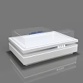 White Display Cabinet With Transparent Cover For Showcasing Products On Stable Base Platform