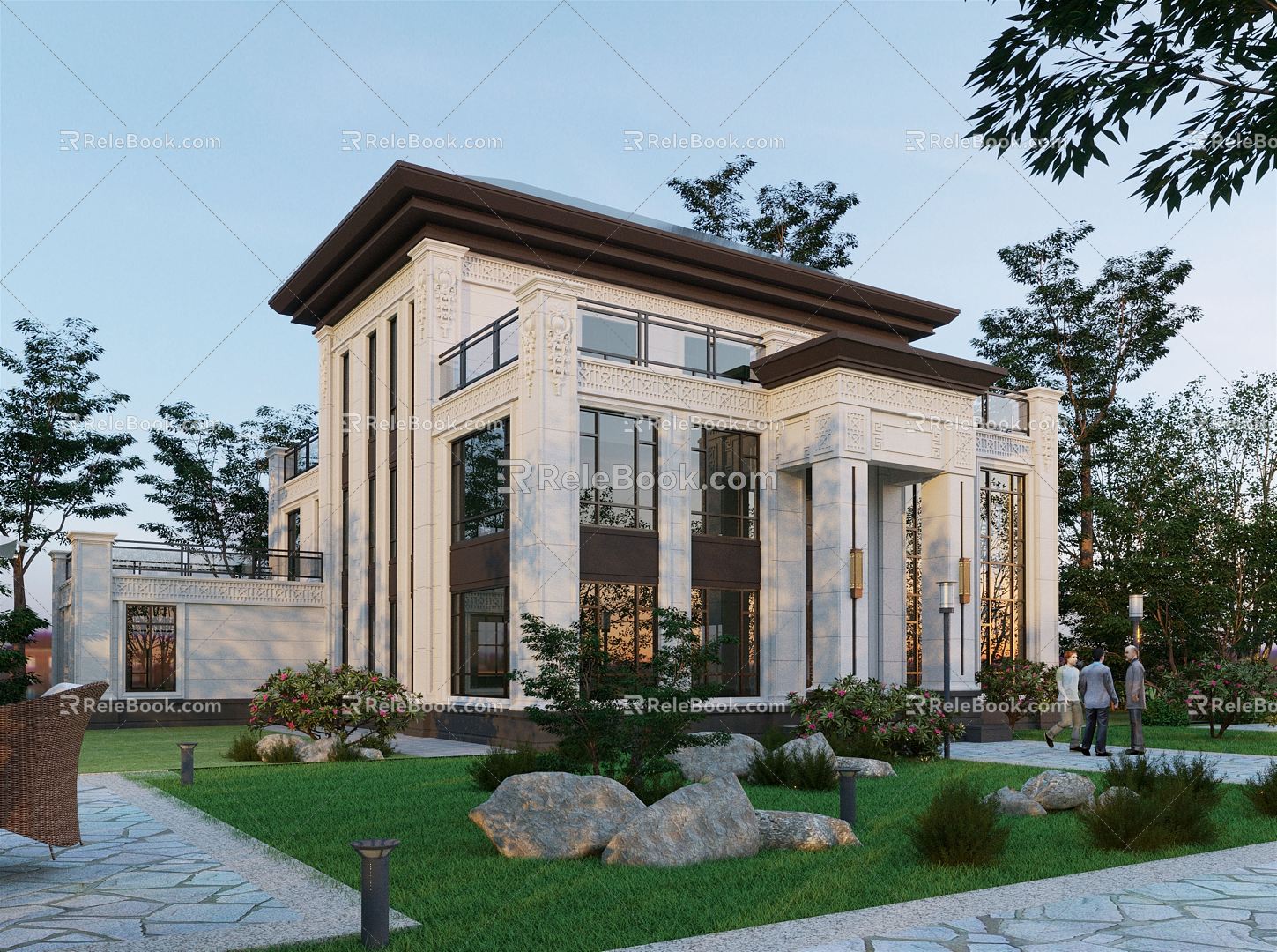 New Chinese Style Villa Villa 3d model