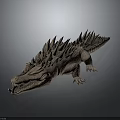Realistic Crocodile 3D Sculpture With Spiked Back And Detailed Textured Skin Design