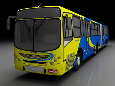 Modern Yellow And Blue City Bus Exterior Design For Public Transport Vehicle 3d model
