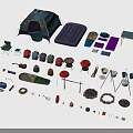 Outdoor Recreational Camping Gear Including Tent Inflatable Mattress Folding Table Chairs And Cooking Tools