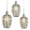 Three Elegant Modern Transparent Glass Pendant Lights With Crystal Beads For Home Interior Design
