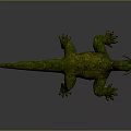 Green Fantasy Dragon Character With Red Spikes Long Neck And Scaled Body 3D Render