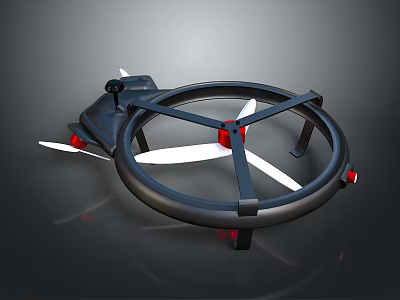 Black Circular Mechanical Structure With White Blades And Red Components Design 3d model